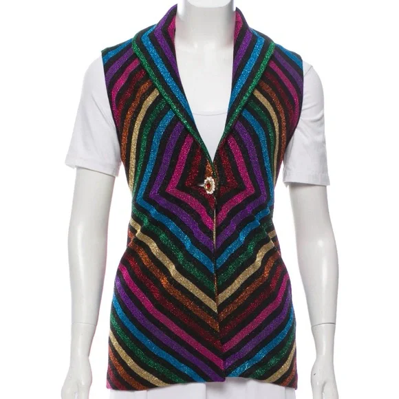 GUCCI Runway Rainbow Stripe Pattern Lurex Sleeveless Vest * NEW w Tag * 40% OFF - Picture 2 of 10